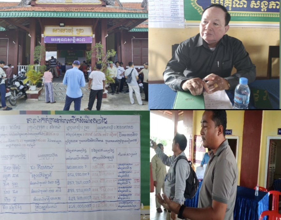 ការដេញថ្លៃគម្រោងសាងសង់ផ្លូវបេតុងអាម៉េ នៅសាលាឃុំទ្រា ស្រុកសំរោង ខេត្តតាកែវ មហារជនមើលឃើញថា! ដូចមានក្លិនមិនល្អនោះទេ ដោយមានការ កែតម្រូវ…