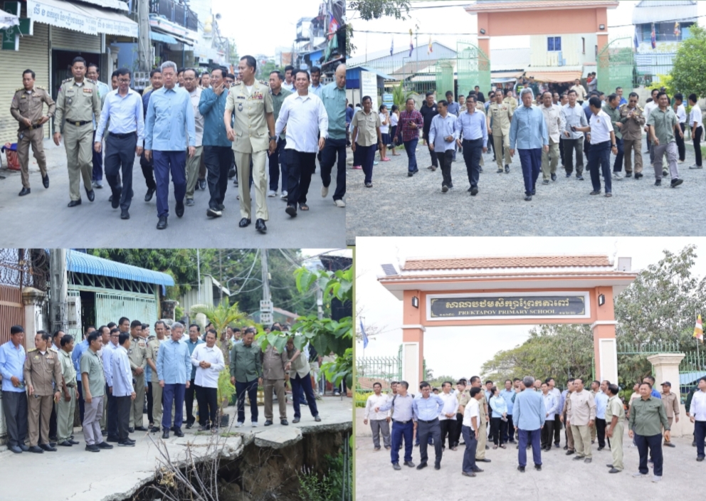 ឯកឧត្តម គួច ចំរើន អភិបាលខេត្តកណ្ដាល ណែនាំដល់មន្ត្រីជំនាញ សិក្សាដើម្បីសាងសង់អគារសាលាបឋមសិក្សា ព្រែកតាពៅ ចំនួន ១ខ្នង បន្ទាប់ពីពិនិត្យឃើញអាគារចាស់មានសភាពចាស់ទ្រុឌទ្រោម..